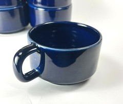 Vintage Pfaltzgraff Cups Mugs Bowls Cobalt Blue Ceramic 9 oz #100 Lot of 6