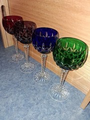 4-Vntg 1970s Ajka Cut Crystal Arebella Hock Wine Glasses-All In Mint Condition!!