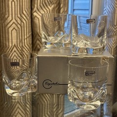 Crystalex Czech Republic Set of 4 BOHEMIA Wide Mouth Glasses 3.75” Tall, 3.5” D