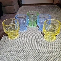 Vtg anchor hocking georgian Honeycomb Tumblers 4 Inch Set Of 5, Multi Colors