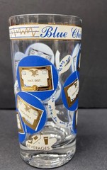 Blue Chip Stock Market Barware MCM Set 4 Rocks Glasses Georges Briard Style Rare