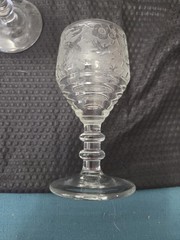 Vintage Paden City Spring Orchard Etch No 545 Footed Cordial Glasses Set 8 1930s
