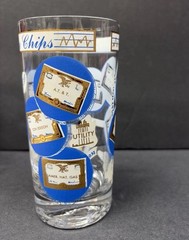 Blue Chip Stock Market Barware MCM Set 4 Rocks Glasses Georges Briard Style Rare