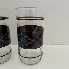 Set of 3 Vintage Libbey Southwestern Style Glasses Earth Tones 5.25″