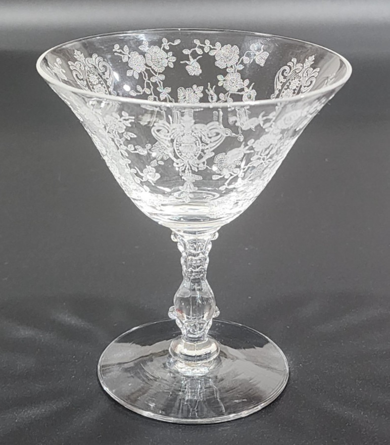 Cambridge Rose Point Clear Crystal Glass Low Sherbet Martini Champagne 4 3/4″