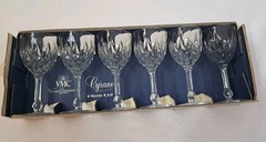 6 Vtg MCM French Diamond Cut Crystal Liqueur Glasses by VMC Rims France Cyrano