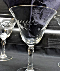 Set of 5 – Pioneer Glass Willow Moon – 5″ Clear Liquor Cocktail Glasses (678)