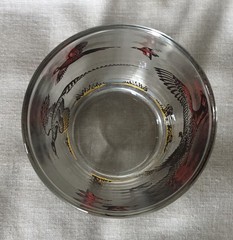 50s Vtg 3.25” Hazel Atlas Pheasant Hunting Drinking Glass Barware Shot Whiskey