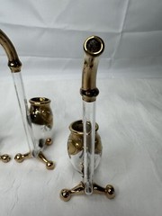 5 Vtg Moser Port Wine Sipping Sipper Pipe Glass Enamel Flowers Bohemian
