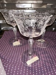 Set of 3 Fostoria Midnight Rose Champagne Tall Sherbet Glasses 5 oz 5 5/8″H EUC