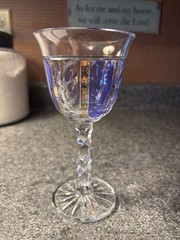 Vintage Bohemia Crystal-Crystalex, B8C28 Gold Wine Goblet