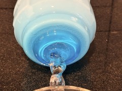 Art Deco Blue Opaline Murano Style Twisted Stem Glass Goblet MCM Hand Blown 8in