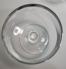 Set of 6 Vintage MCM Silver Rimmed Stemmed Short White Wine Glasses Dessert Dish