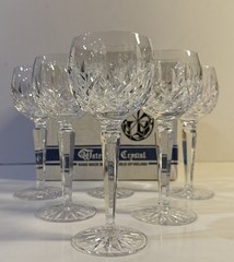 Set of 6 Waterford Crystal Lismore Hock Wine Glasses 7-3/8″ Old Mark Vintage