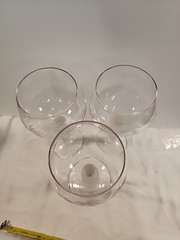 Tropical Etched Palm Tree Wine Glasses x 3 Frosted Bamboo Stem Cocktail Barware