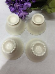Set Of 4 MacBeth Evans Glass Chinex Glass Ivory Footed Flared Sherbet Cups,Glow