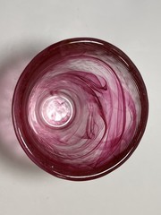 Kosta Boda Ulrica Hydman Vallien Pink Swirl and Clear Glass Tumbler