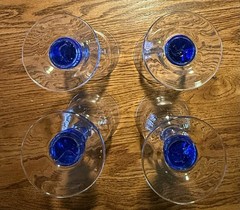 Gibson GIC5 Cobalt Blue Stem Water Wine Goblet Clear Tulip Bowl 7.5”