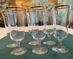 Set of 6 Vintage Gold Encrusted 6 5/8″ Footed Water & Iced Tea Goblets