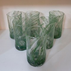Set of 6 Alessandro Coppola Arte Di Murano Green Swirls Tumblers 16oz – Italy