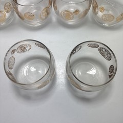 Vintage 70s Federal Glass Gold Roma Coin 10oz Roly Poly Cocktail Glasses Set/11