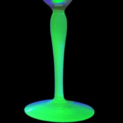 Depression Optic Swirl Green Stemmed 9″ Water Wine Glass Goblet Uranium Vaseline