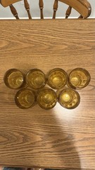 Anchor Hocking Georgian Amber 12 oz Tumblers 5″ Tall Set of 7 Honeycomb VTG