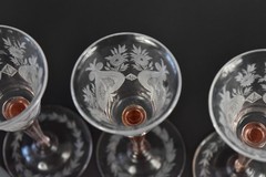 Steuben Crystal Rosa Stemware Cira 1920s Set Of 6 Van Dyke Red Wine Glasses