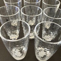 Set of 8 Clear Unbreakable Drinking Tumblers Glasses Dimpled Circles 16 oz NEW