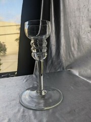 FANCY, CORDIAL, WINE, LIQUOR GLASS. WIDE CIRCULAR BASE, THICK STEM