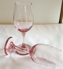 3x Water – Wine Goblet Premiere Pink by Libbey Glass Company, 8oz