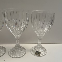 6) Mikasa Park Lane Bling Crystal Water / Wine Goblets Glasses 6 3/4” 8oz Xlnt!!