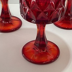 4 Perspective Ruby Red water goblets by Noritake Japan 6.5”H 3.75”W