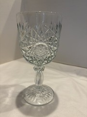VTG Libbey Hobstar Crystal Water / Wine Goblet 7.25″ Starburst 12 oz