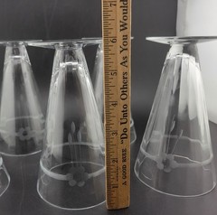 Set of 4 Vintage Etched Crystal Footed Tumblers Glasses with Floral Design
