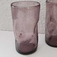 Pilgrim Pinched Crackle Glass Purple Tumblers Set Of 4