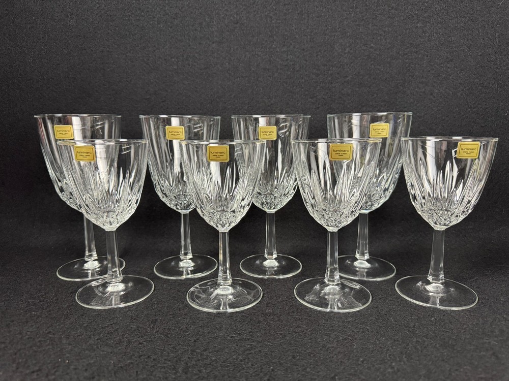Luminarc Verrerie D’Arques France 4 (10 oz) & 4 (6 oz) Water Wine Glasses 8 pc