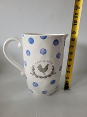 Susan WInget Feed & Seed Polka Dot Water Pitcher Urban Farmhouse Blue 8.5″x6″