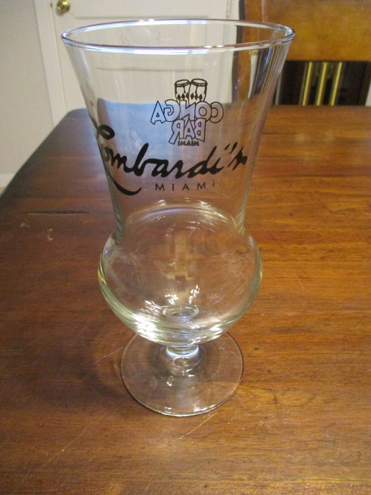 Lombardi’s of Miami Congo Bar Miami Florida souvenir Hurricane Glass 7 3/4»