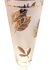 Vtg 22k MCM Libbey Golden Leaf Frosted Pilsner Beer Glasses Replacement Set of 2