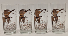 Set/4 Vintage LIBBEY Canadian Geese Flight Glasses Highball Whiskey 12 oz 5.5″T