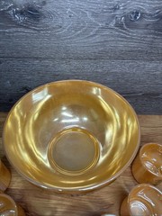 Vintage Fire King Peach Luster Tom and Jerry Punch Bowl Set 7-Piece