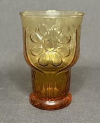 Vintage Libby Country Garden Amber Glasses Tumblers Juice 4”
