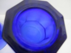 Vtg. Libbey Crisa Dark Cobalt Blue Tumblers Glasses Set of 4 – 8 Paneled 12 oz.
