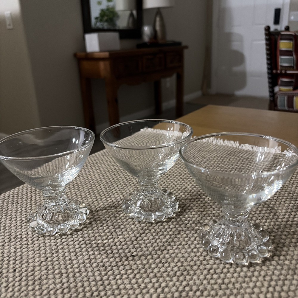 Set of 3 Clear Vintage Anchor Hocking Boopie Sherbet Dessert Cups