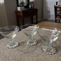 Set of 3 Clear Vintage Anchor Hocking Boopie Sherbet Dessert Cups