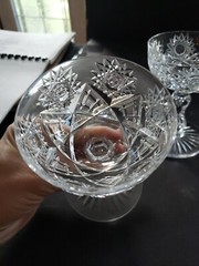 4 champagne glasses sherbet, Brilliant Period Cut Crystal Val St Lambert 3157/17