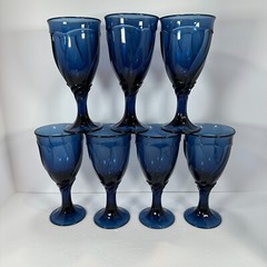 Noritake Sweet Swirl Dar Midnight Blue Waster Glass Goblet Heavy
