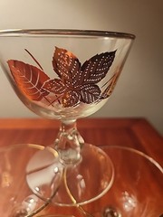 Libbey Gold Leaf Wine &Cordial Goblets Glasses Mid-Century Modern 4.25″ Set Of 4
