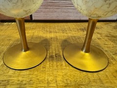 MCM 1950s Imperlux Satin Crystal Cordial Glasses with 22k Gold Leaf (Set of 2)